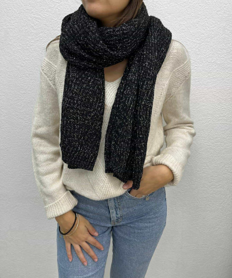 Echarpe aspect maille noir  femme
