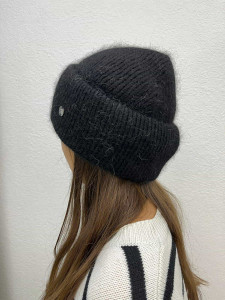 Bonnet angora noir femme