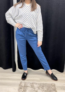 Pantalon sport chic bleu femme
