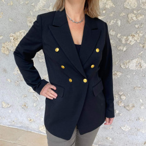 Veste blazer droite noire femme