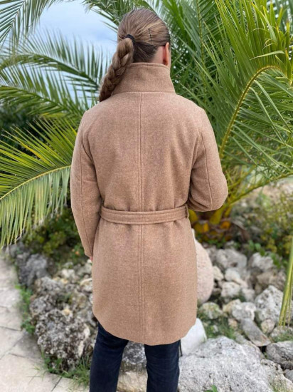 Manteau ajusté camel femme