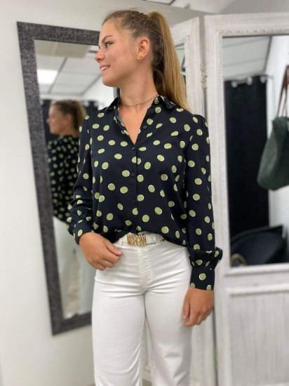 Blouse ML à pois blanc femme