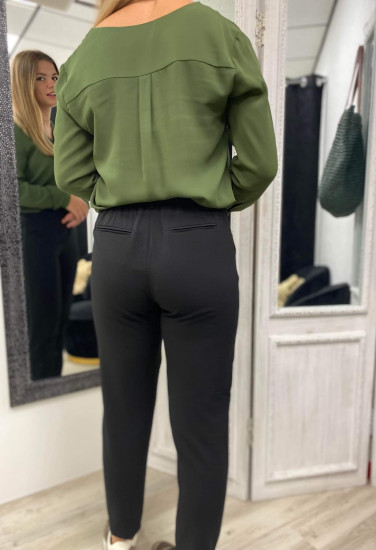 Pantalon chino noir femme