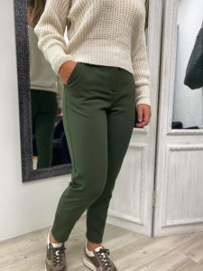 Pantalon chino kaki femme