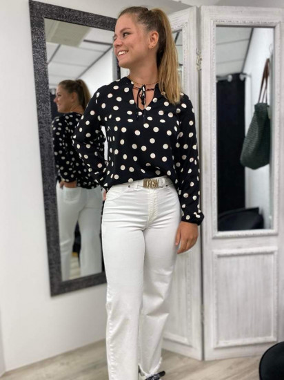 Blouse ML à pois blanc femme