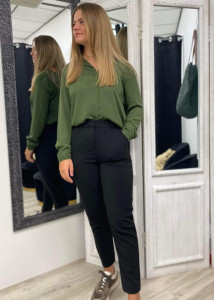 Pantalon chino noir femme