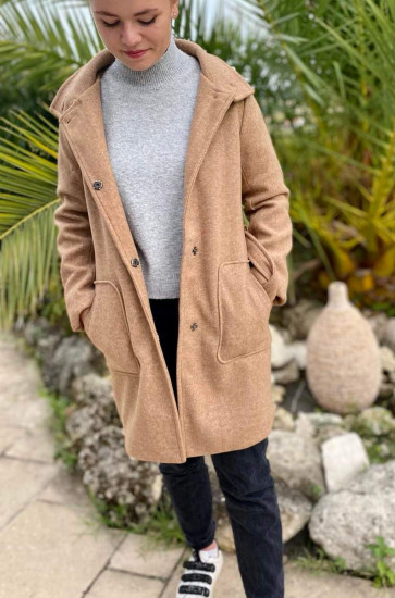 Manteau ajusté camel femme