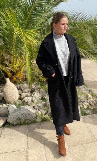 Manteau laine long oversize femme