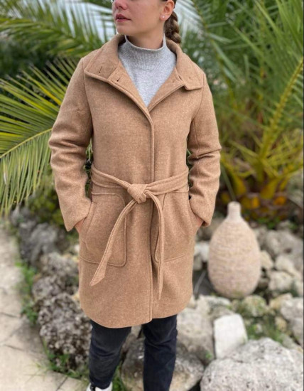 Manteau ajusté camel femme