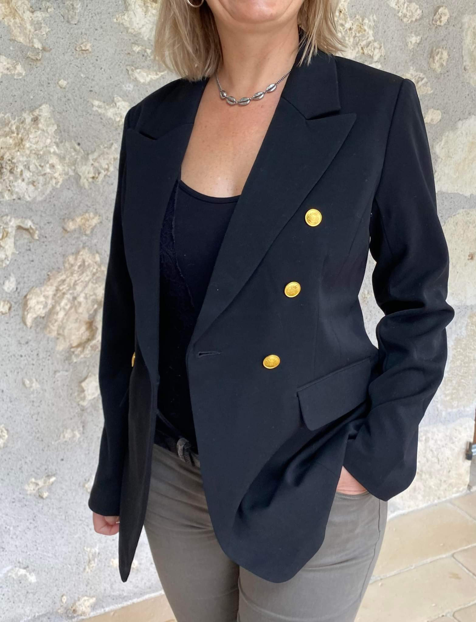 Blazer marine on sale boutons dorés femme