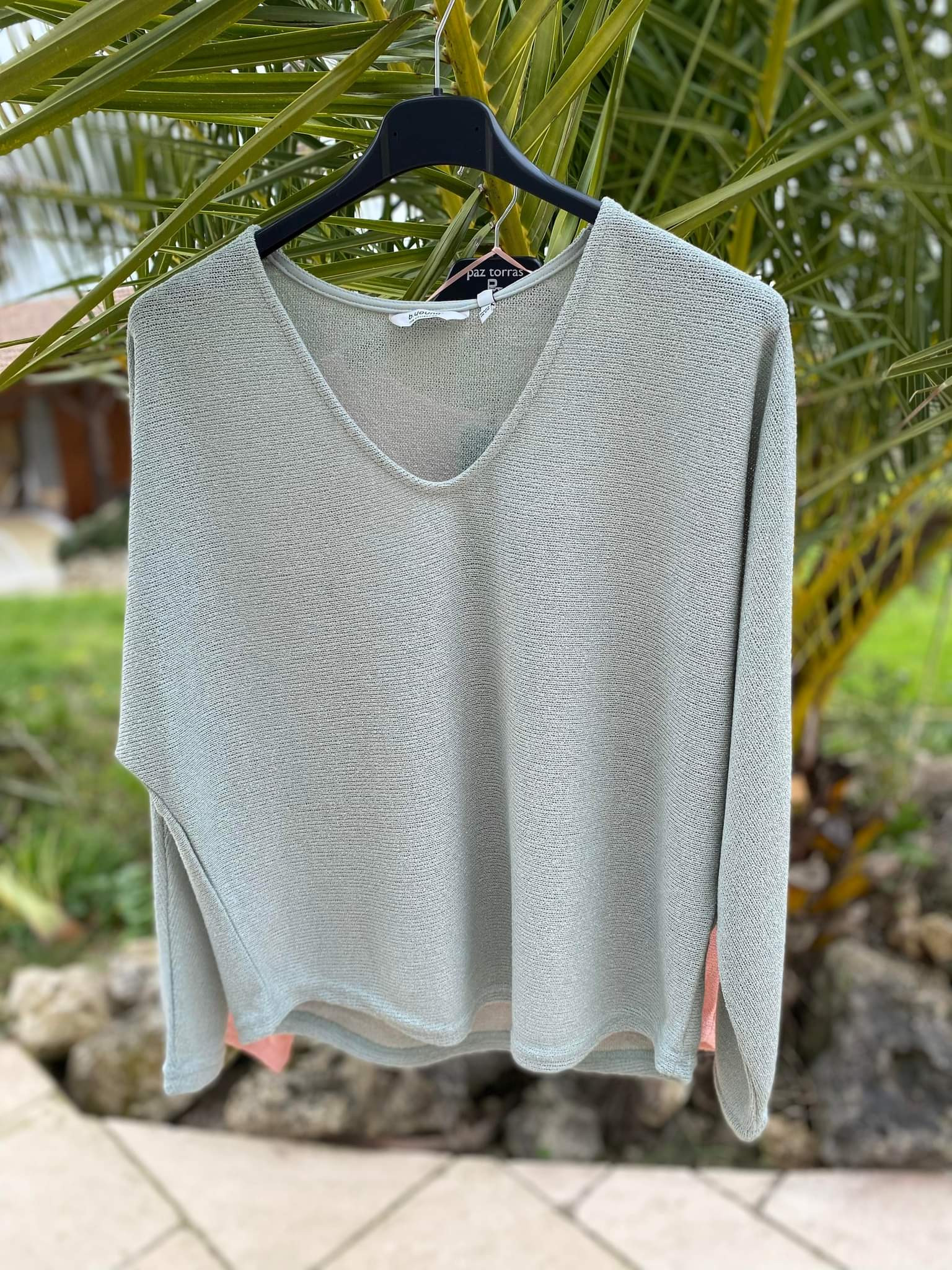 Pull leger maille vert femme