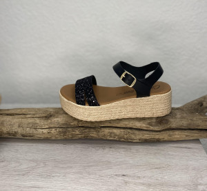 Nu pieds glitter noir femme