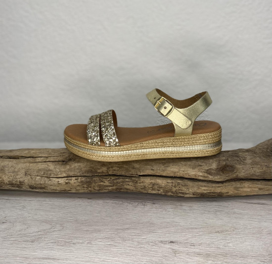 Nu pieds glitter platine femme
