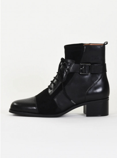 Bottines cuir noires à lacets femme