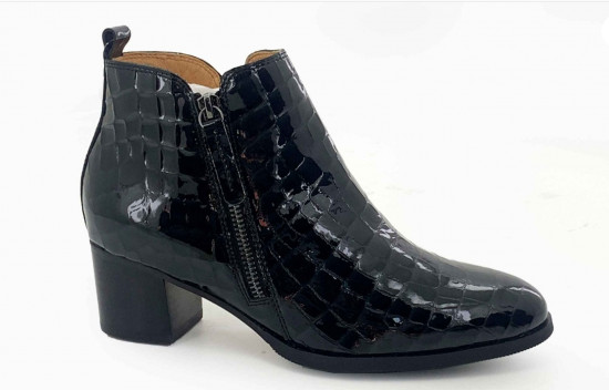 Bottines croco vernis noir femme