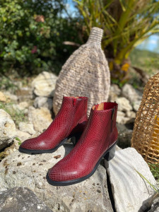 Bottines bordeaux reptile femme