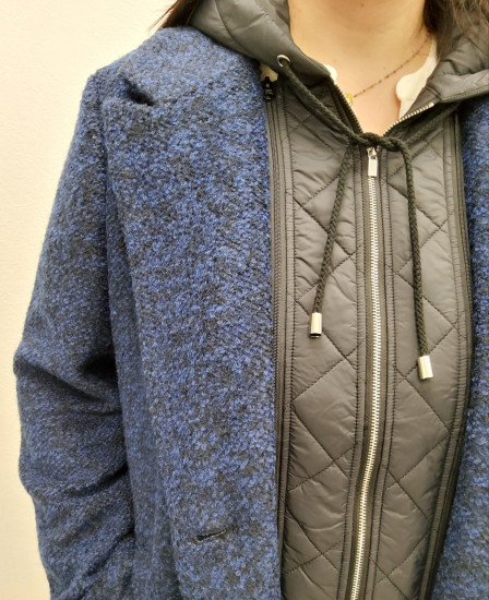 Manteau long bleu femme