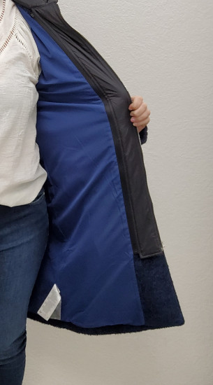 Manteau long bleu femme