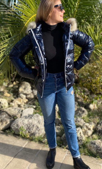 Doudoune courte bleu marine femme outlet