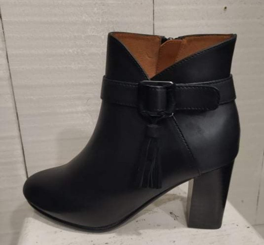 Bottines cuir lisse noir femme