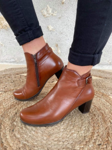 Bottines cuir lisse marron femme