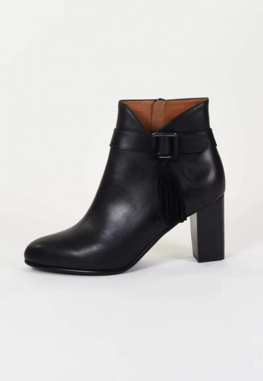 Bottines cuir lisse noir femme