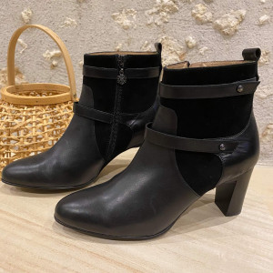 Bottines cuir/nubuck noir femme