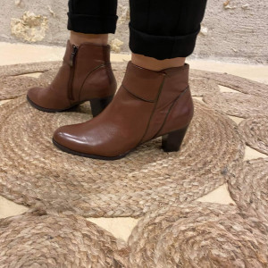 Bottines cuir marron femme