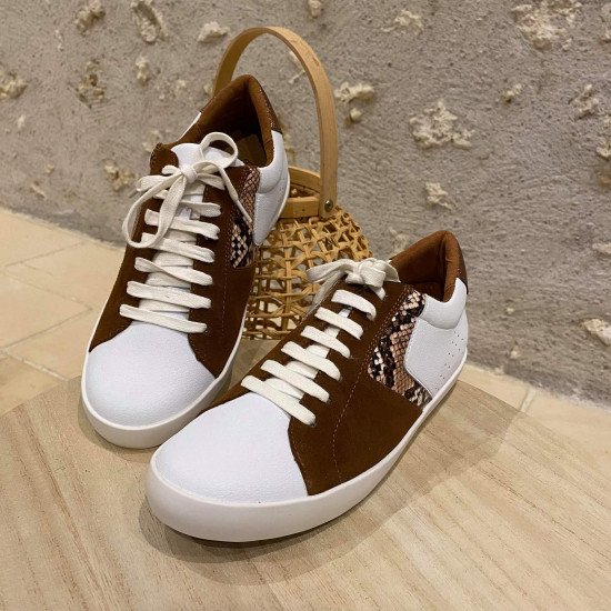 Basket blanc et marron femme