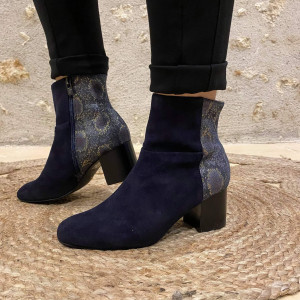 Bottines nubuck marine femme