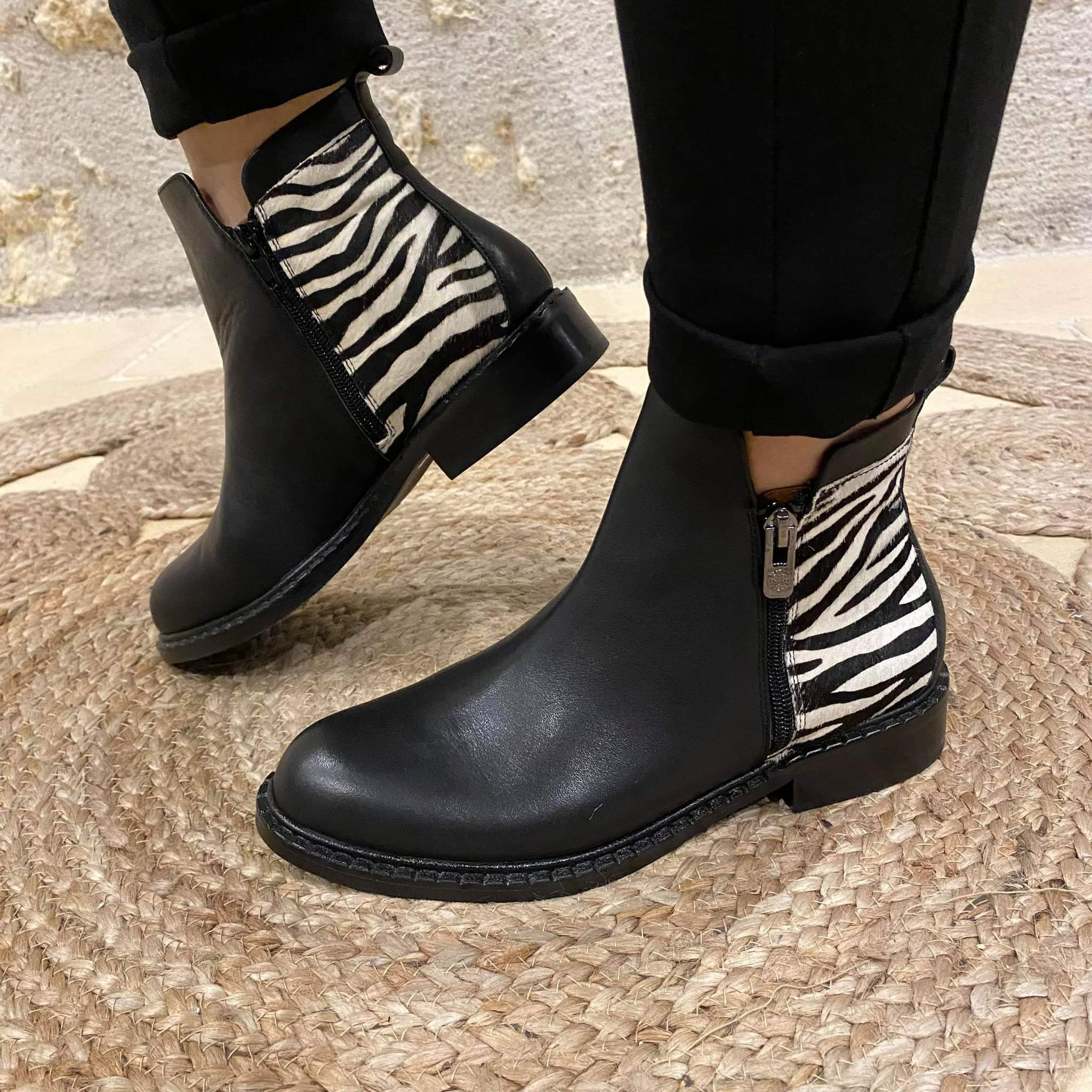 bottines zebre