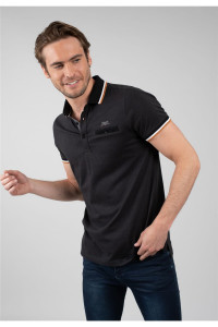 Polo noir fantaisie homme