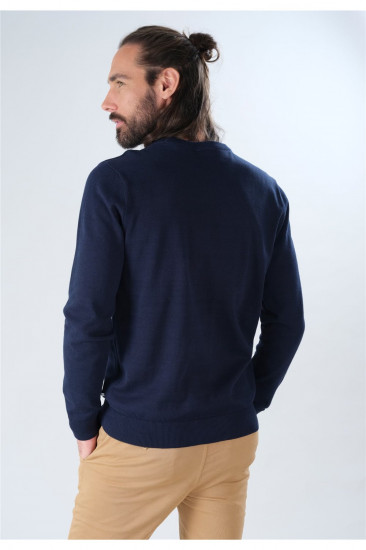 Pull fin uni marine homme