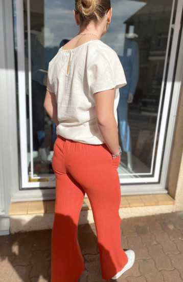 Pantalon brique large femme