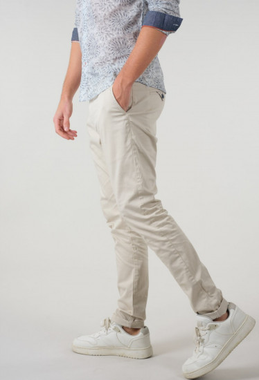 Pantalon chino slim crème homme