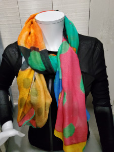 Foulard imprimé peinture multicolore