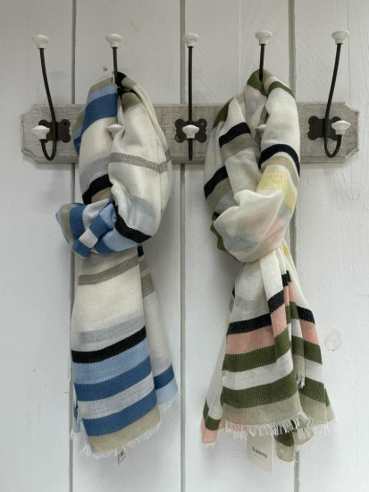 Foulard kaki et blanc femme