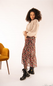 Jupe longue midi à fleurs femme