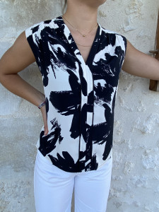 Blouse imprimée noir femme