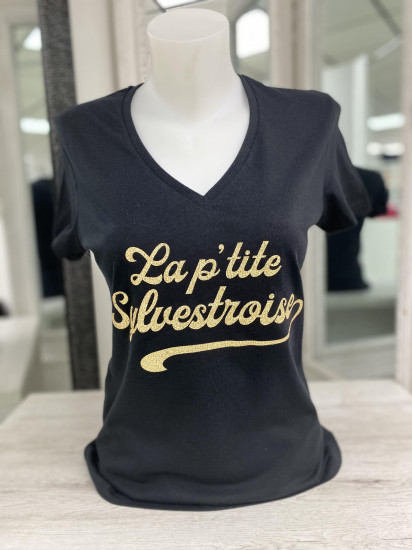 T.Shirt noir la p'tite Sylvestroise femme