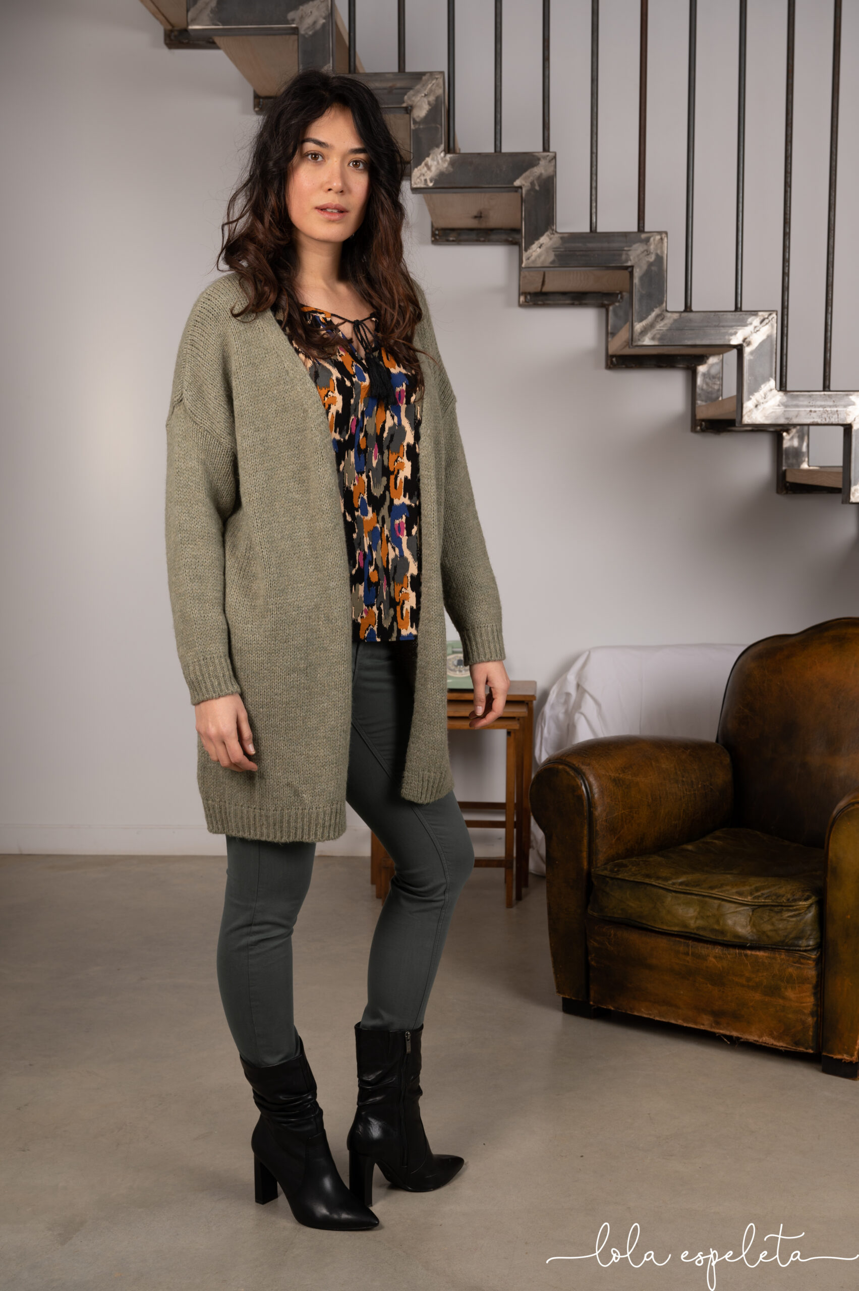 Gilet en laine long amande femme
