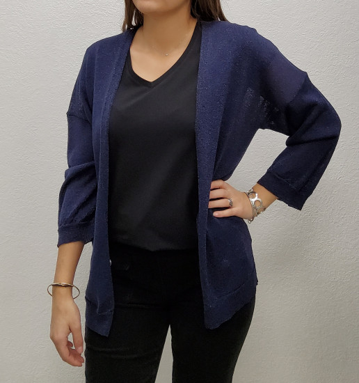 Gilet brillant marine femme