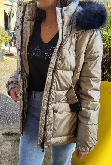 Doudoune dorée capuche femme