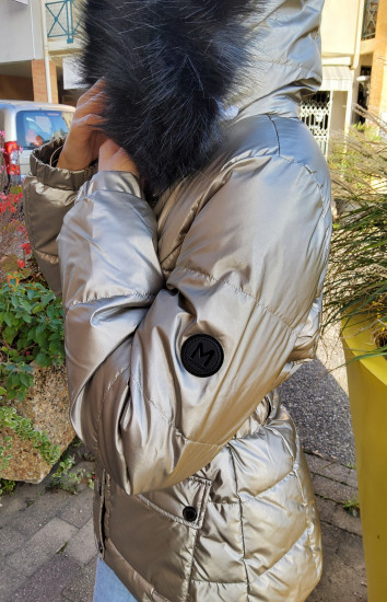 Doudoune dorée capuche femme