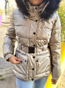 Doudoune dorée capuche femme