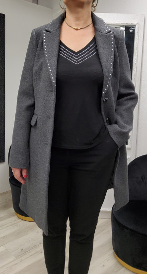 Manteau long gris femme