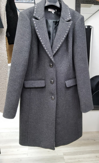 Manteau long gris femme