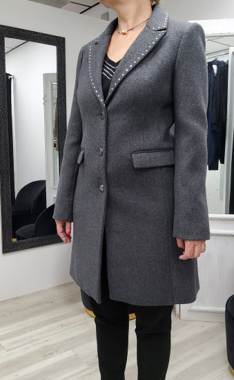 Manteau long gris femme