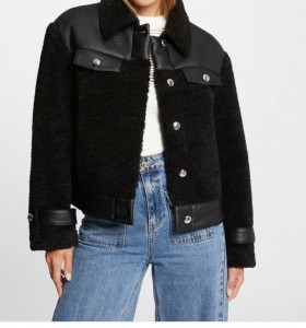 Blouson simili cuir noir femme