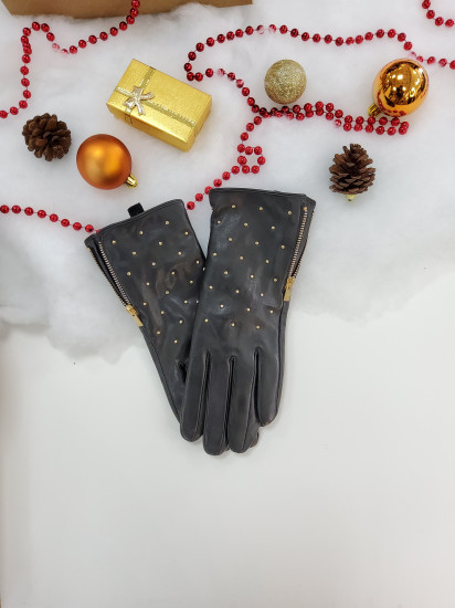 Gants en cuir noir femme